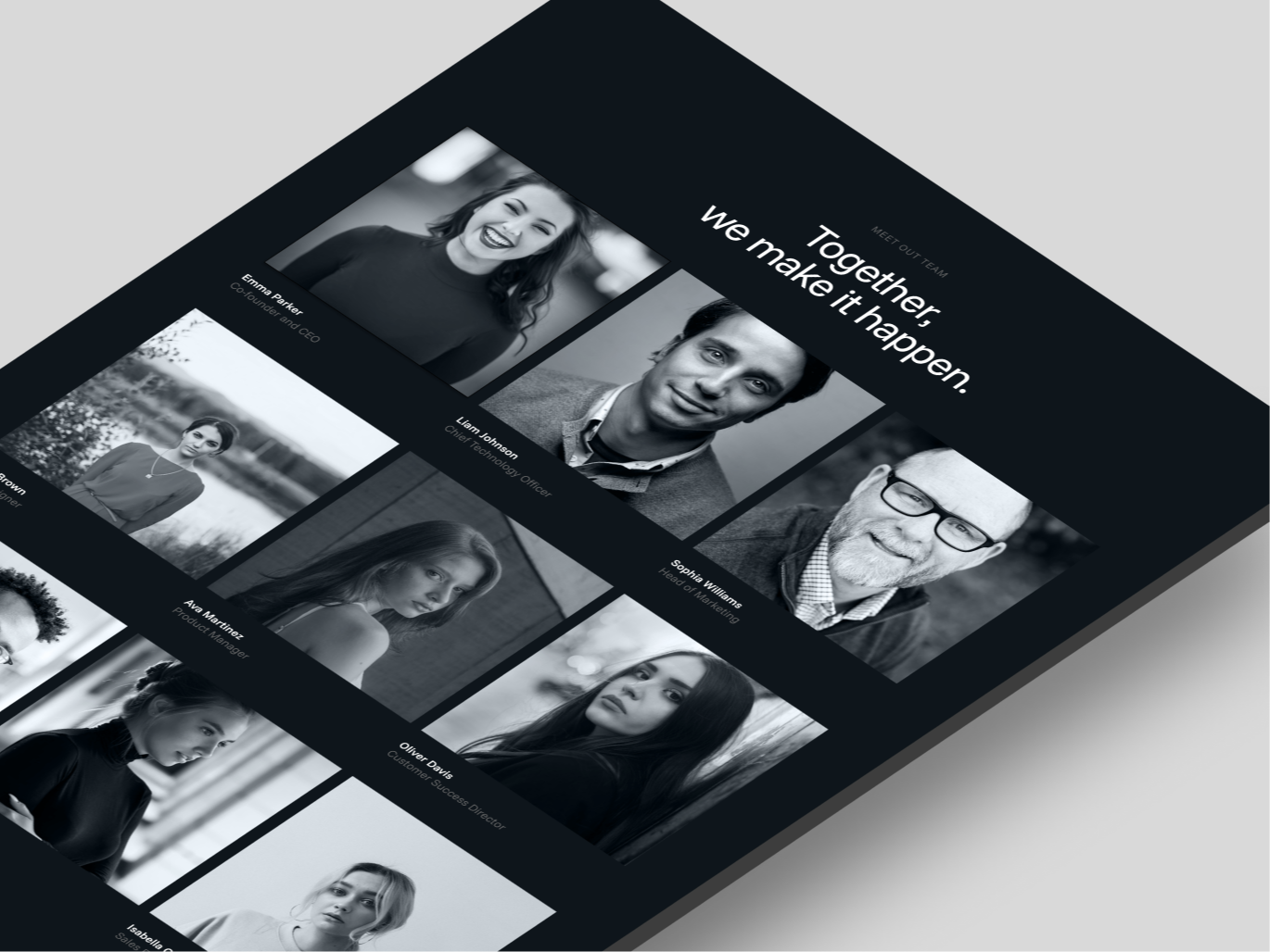 Introduce your team with a clean and professional showcase